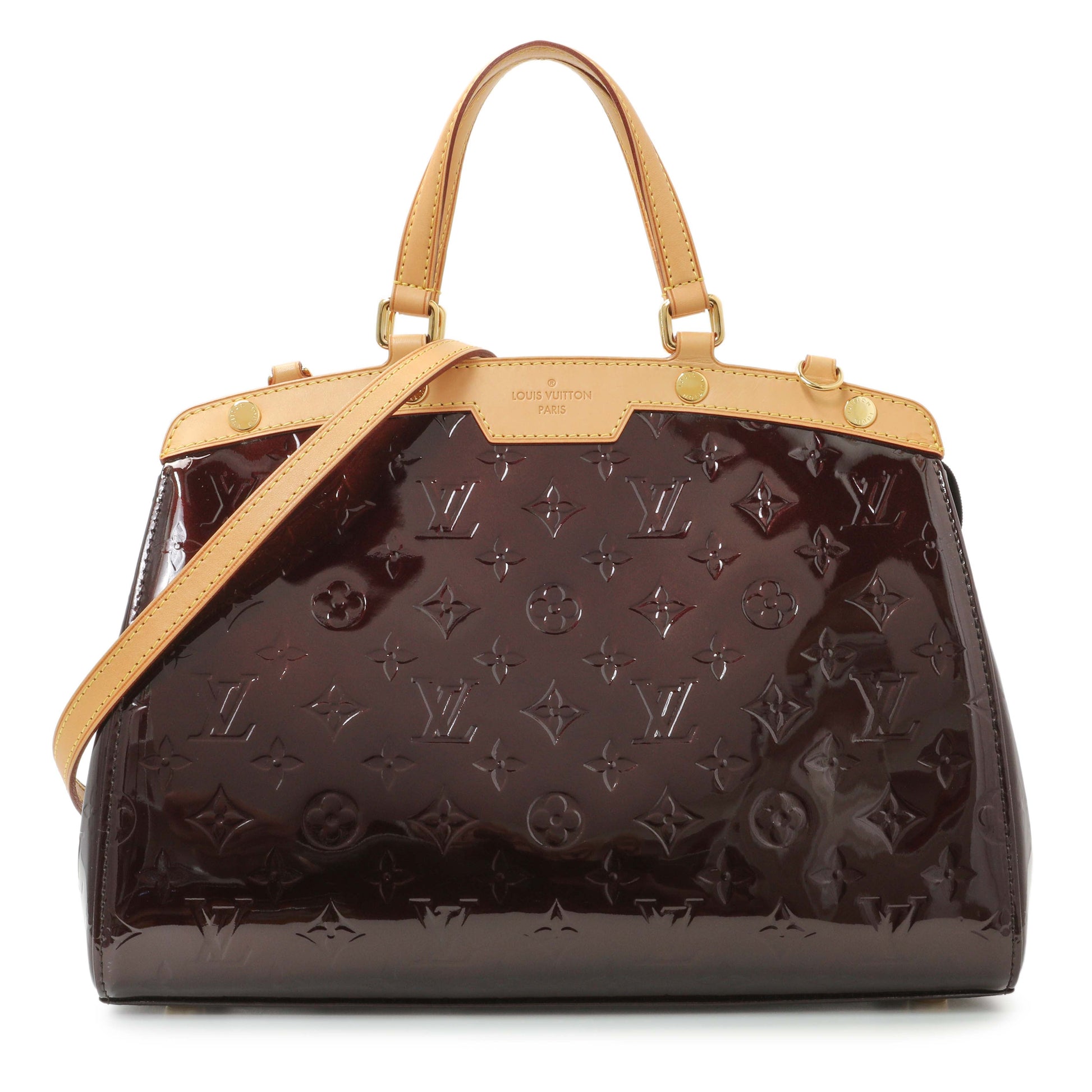 Exclusive Louis Vuitton Amarante Vernis Brea MM — Front View