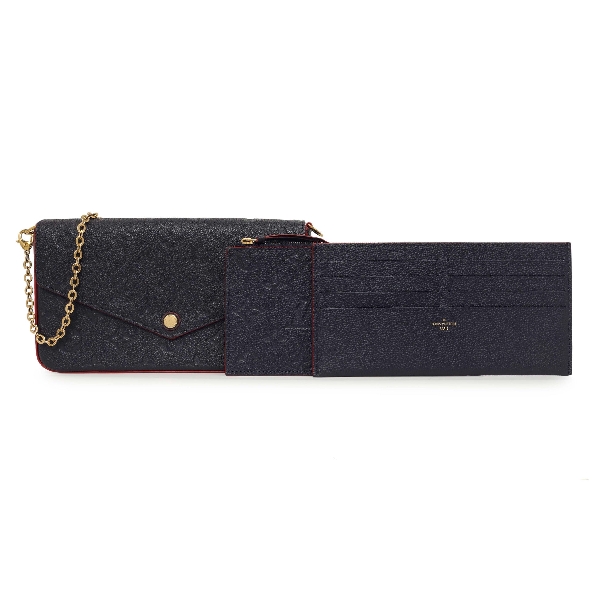 Exclusive Louis Vuitton Marine Rouge Empreinte Pochette Felicie Chain Wallet — Front View