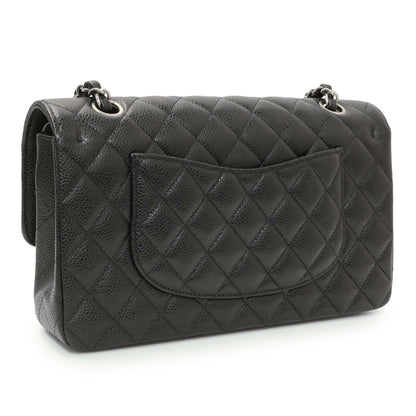 Exclusive Chanel Black Quilted Caviar Medium Classic Double Flap — Side View