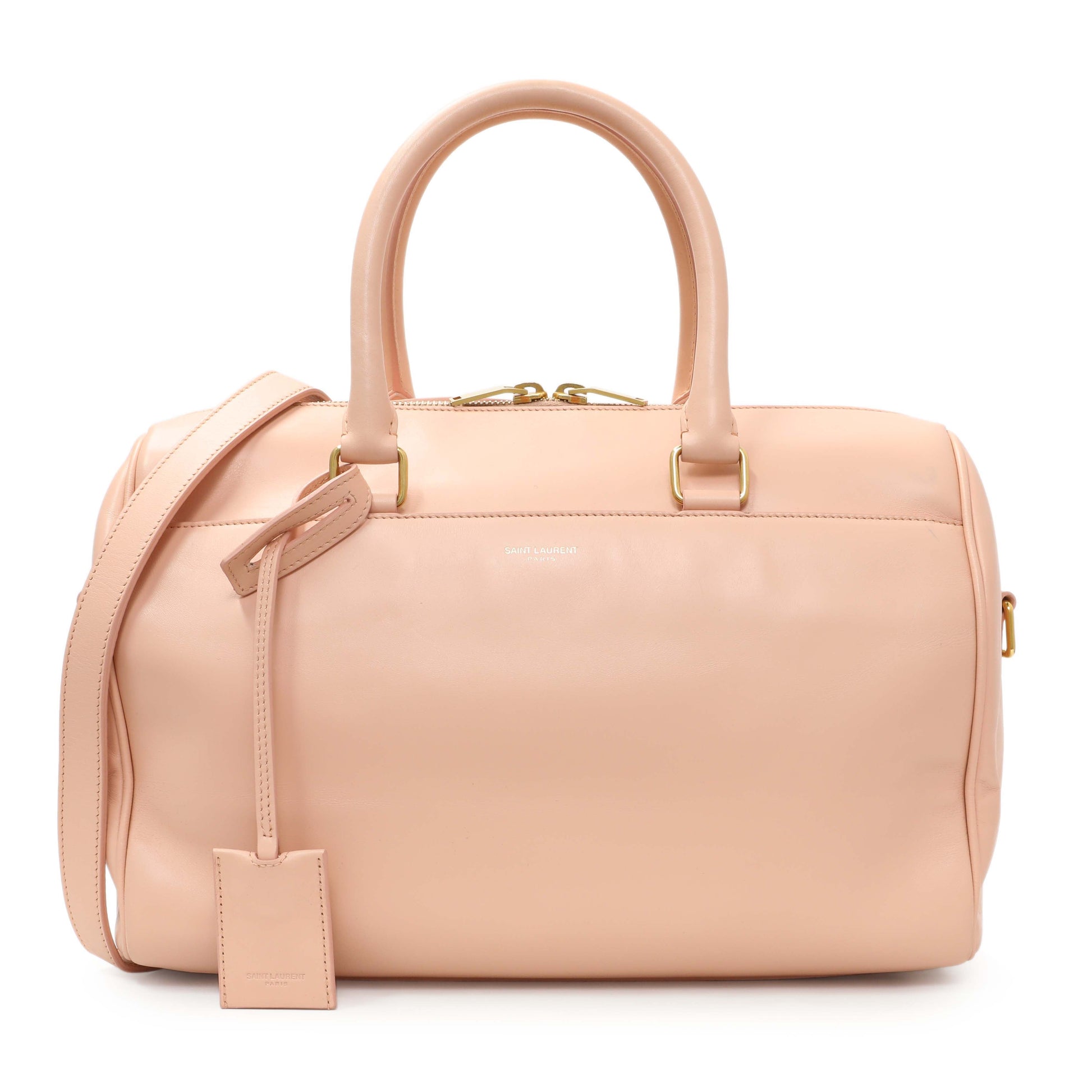 Exclusive Saint Laurent Peach Calfskin Classic Baby Duffle — Front View