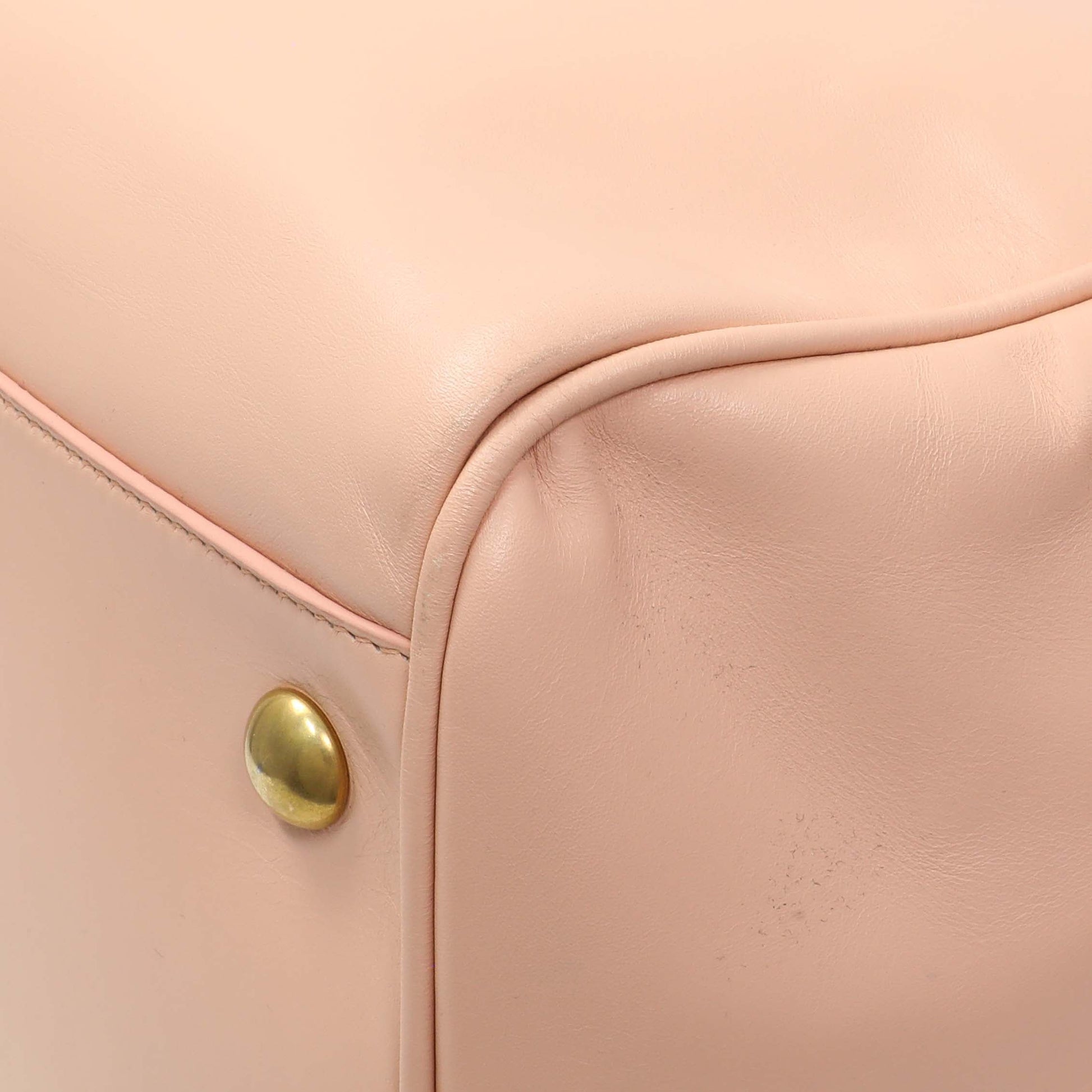 Exclusive Saint Laurent Peach Calfskin Classic Baby Duffle — Detail View