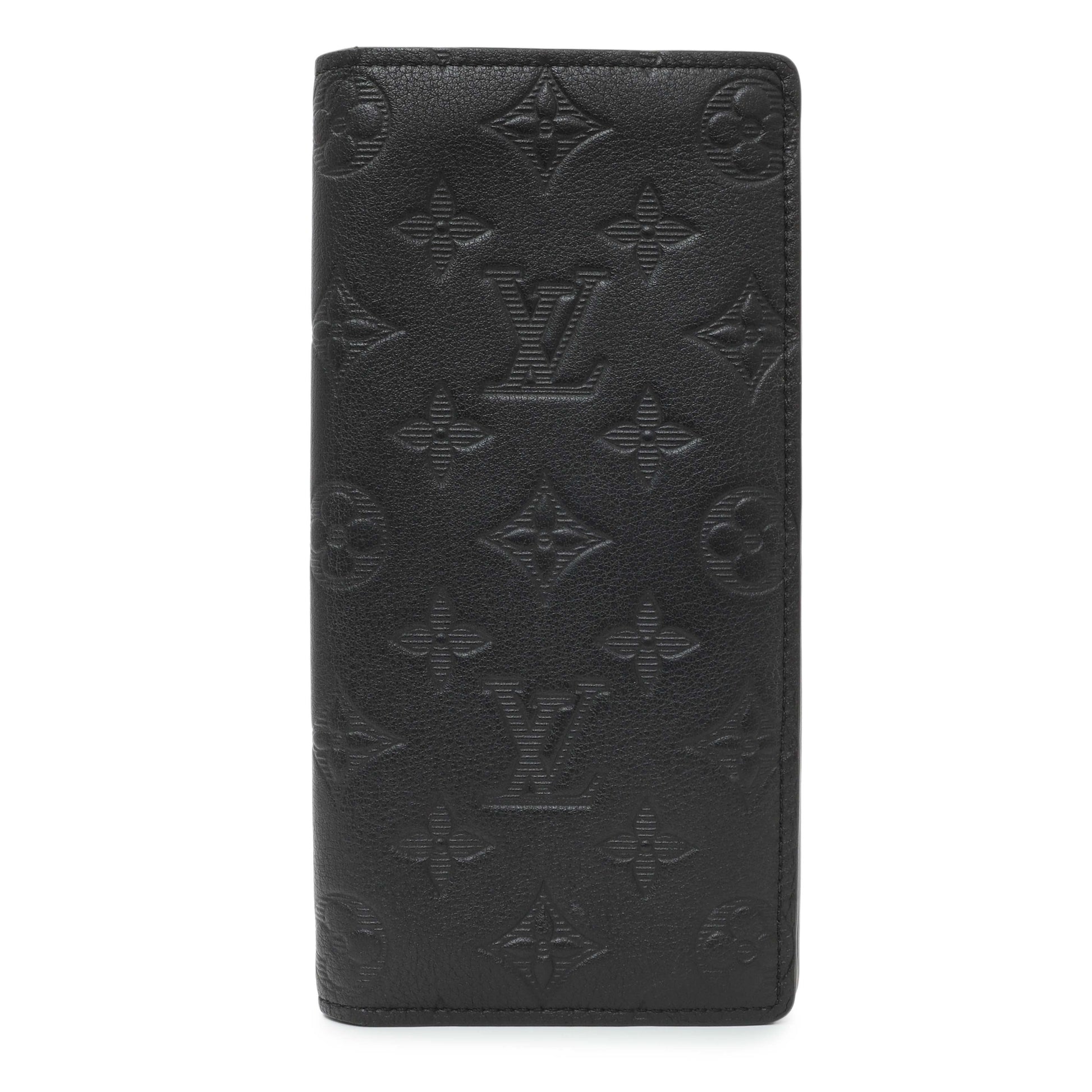 Exclusive Louis Vuitton Black Monogram Shadow Brazza Wallet — Front View