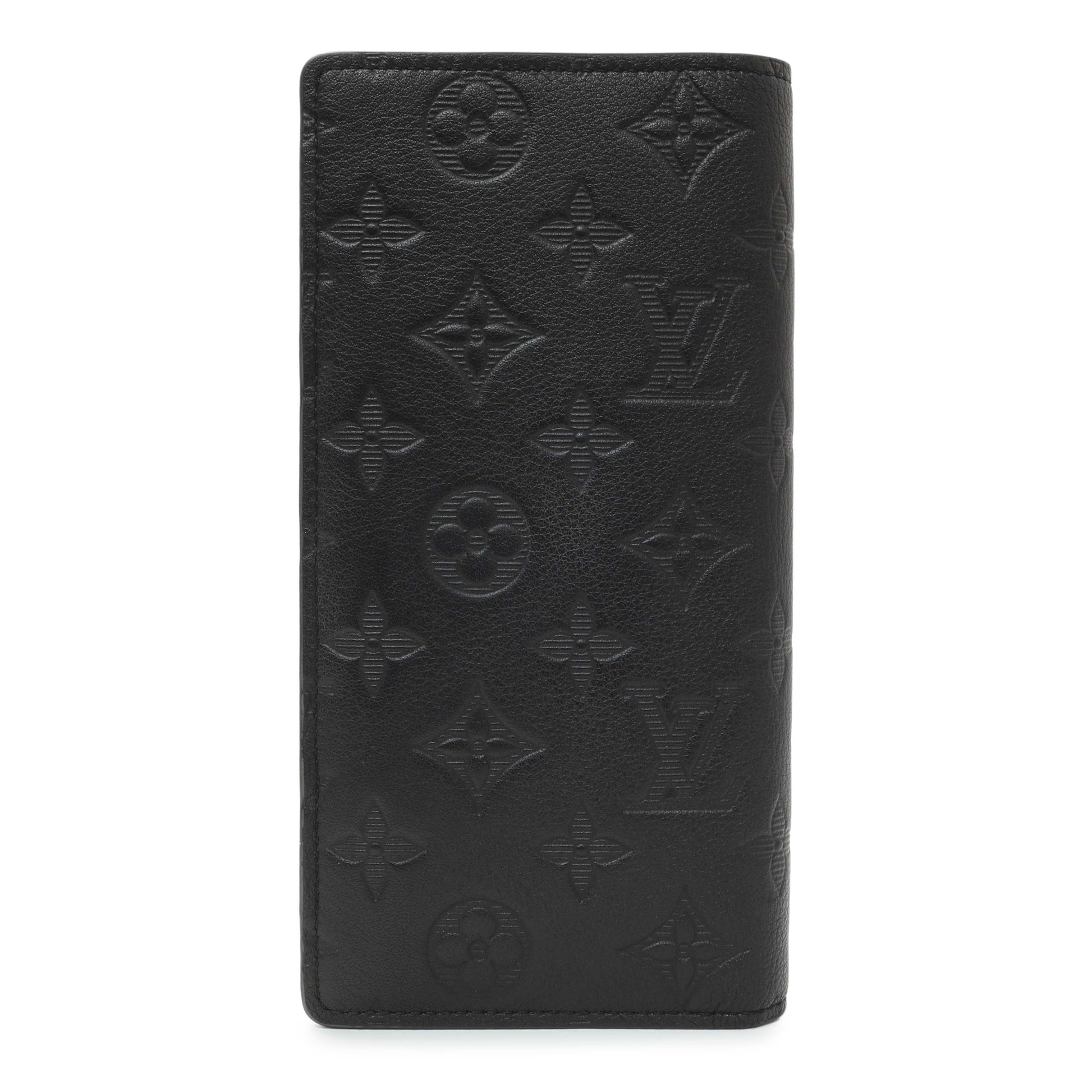 Exclusive Louis Vuitton Black Monogram Shadow Brazza Wallet — Side View
