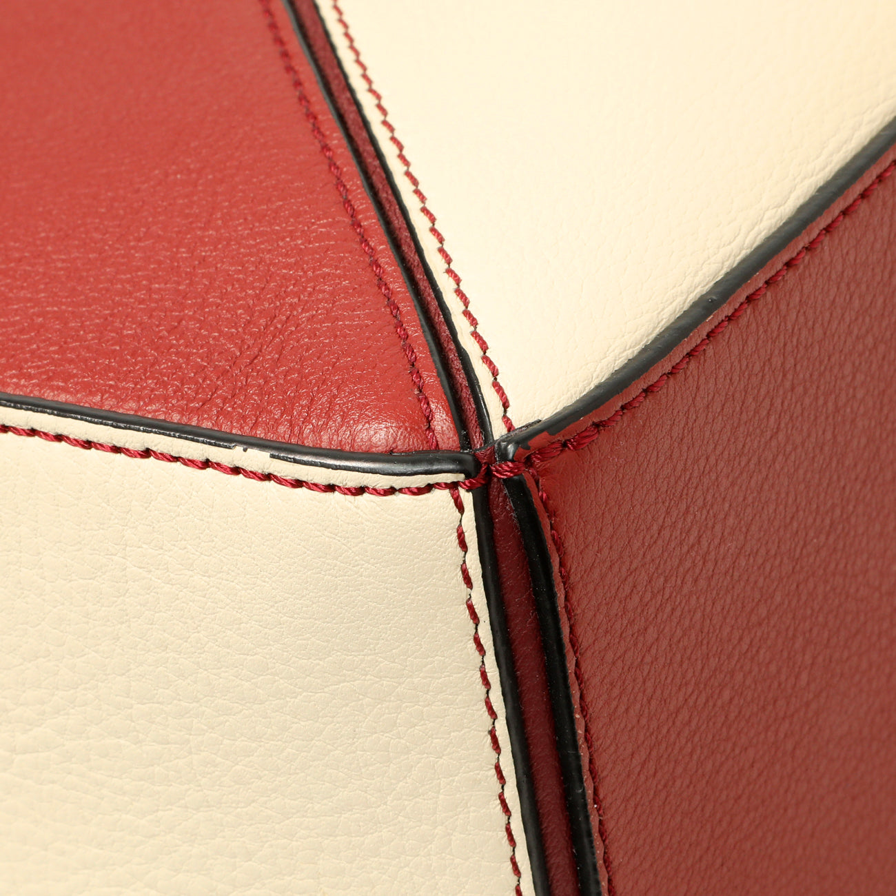 Exclusive Loewe Burgundy Calfskin Small Puzzle Bag — Top View