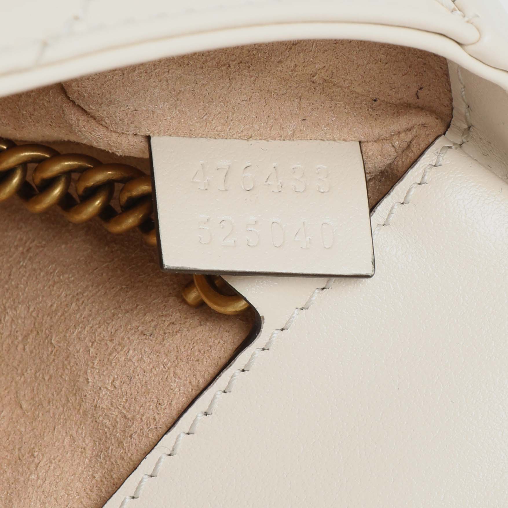 Exclusive Gucci White Calfskin Matelasse Super Mini GG Marmont — Lifestyle View