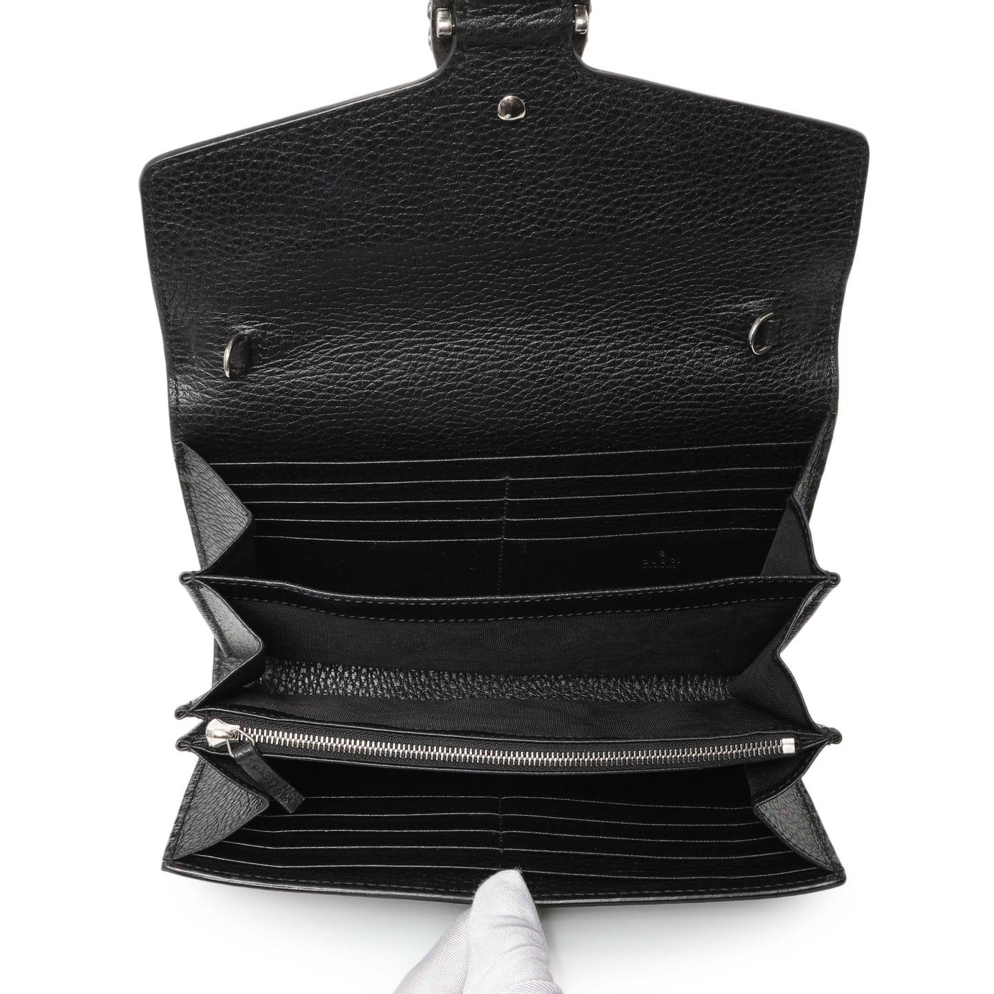 Exclusive Gucci Black Calfskin Mini Dionysus Wallet on Chain — Top View