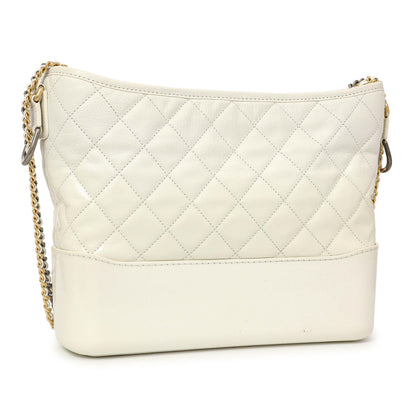 Exclusive Chanel Patent White Goatskin Quilted Medium Gabrielle Hobo — Side View