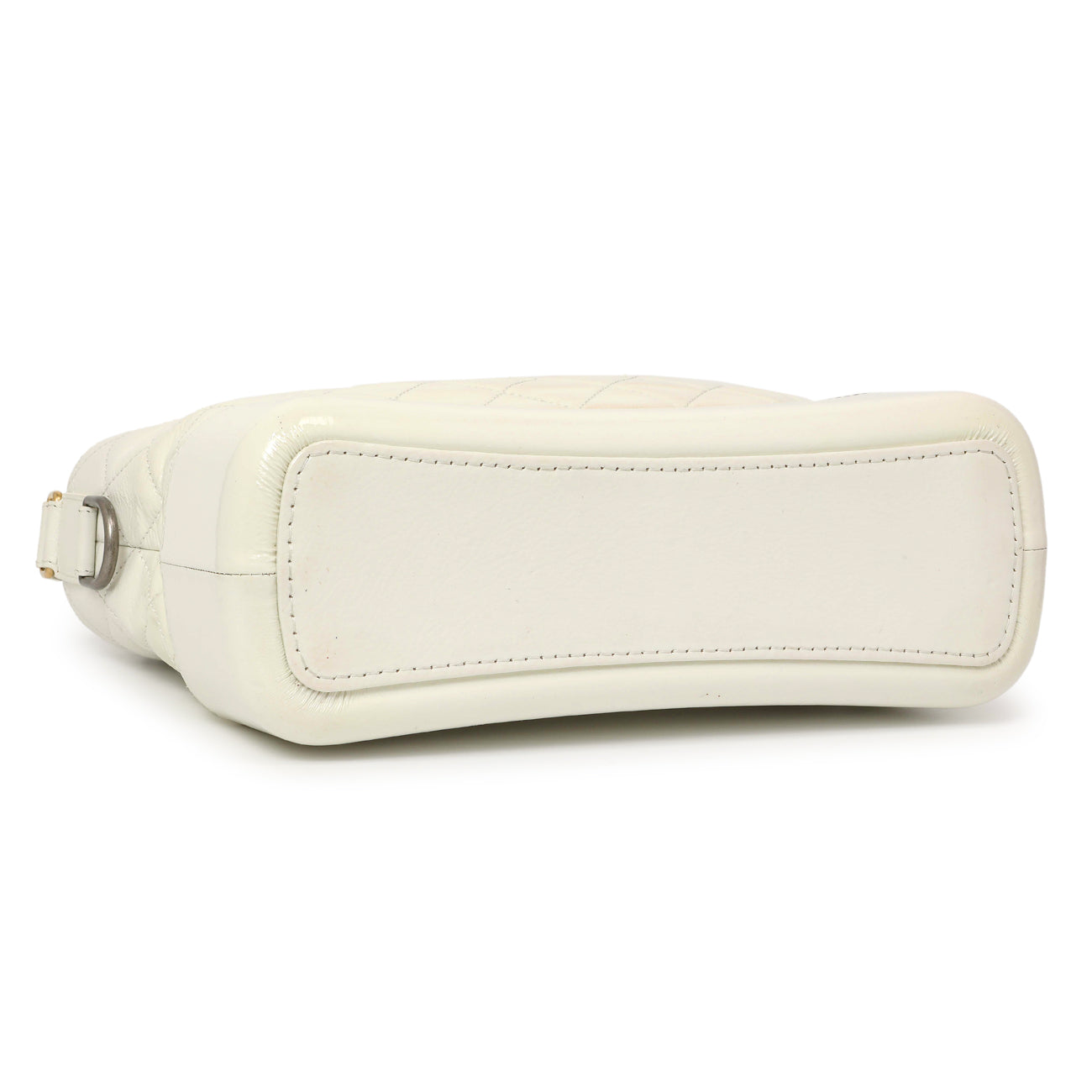 Exclusive Chanel Patent White Goatskin Quilted Medium Gabrielle Hobo — Back View