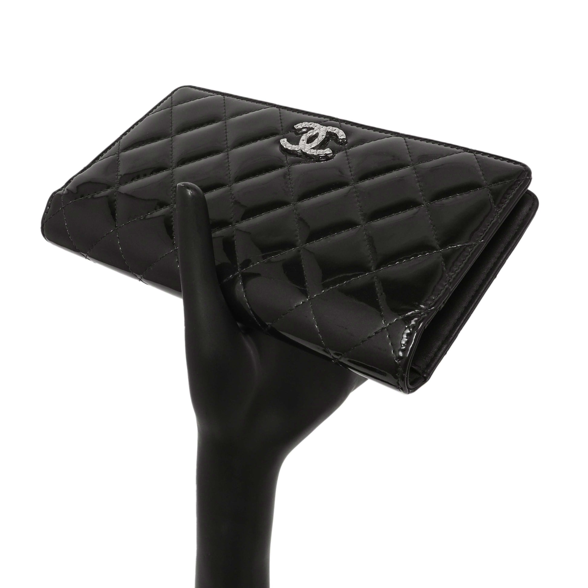 Exclusive Chanel Black Quilted Patent Yen Wallet — Alternate View 9