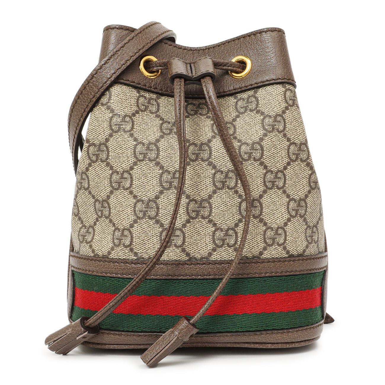 Exclusive Gucci GG Supreme Monogram Web Mini Ophidia Bucket Bag — Side View