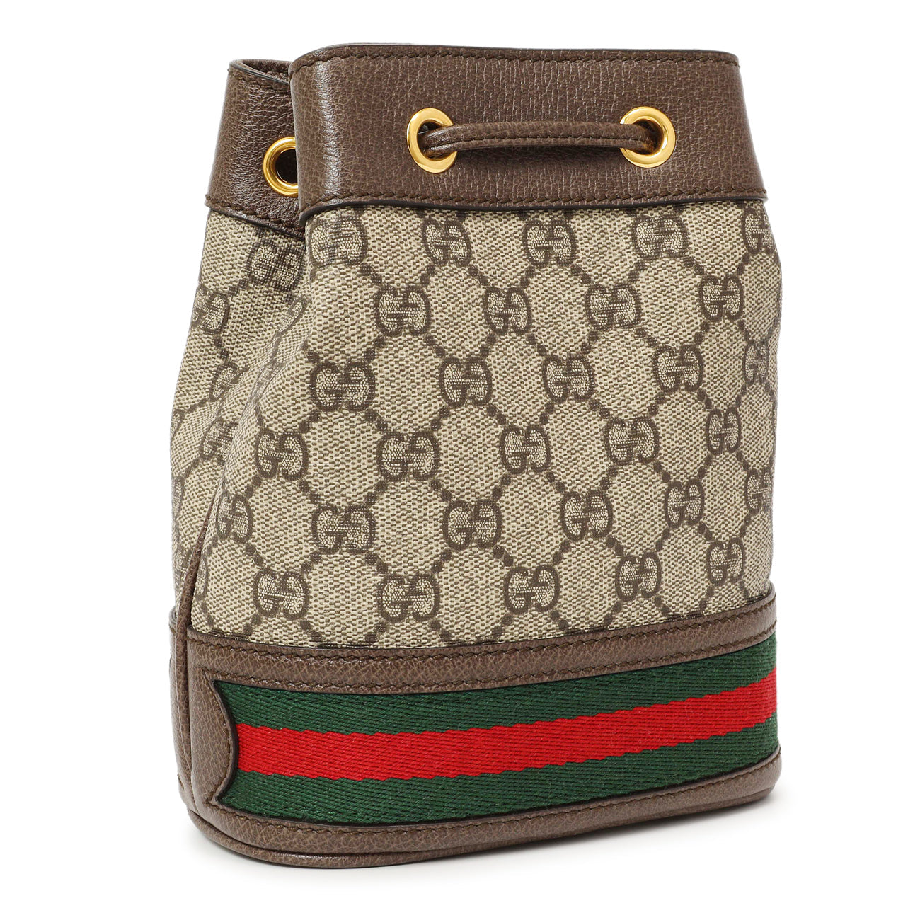 Exclusive Gucci GG Supreme Monogram Web Mini Ophidia Bucket Bag — Back View