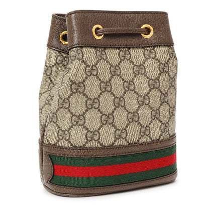 Exclusive Gucci GG Supreme Monogram Web Mini Ophidia Bucket Bag — Back View