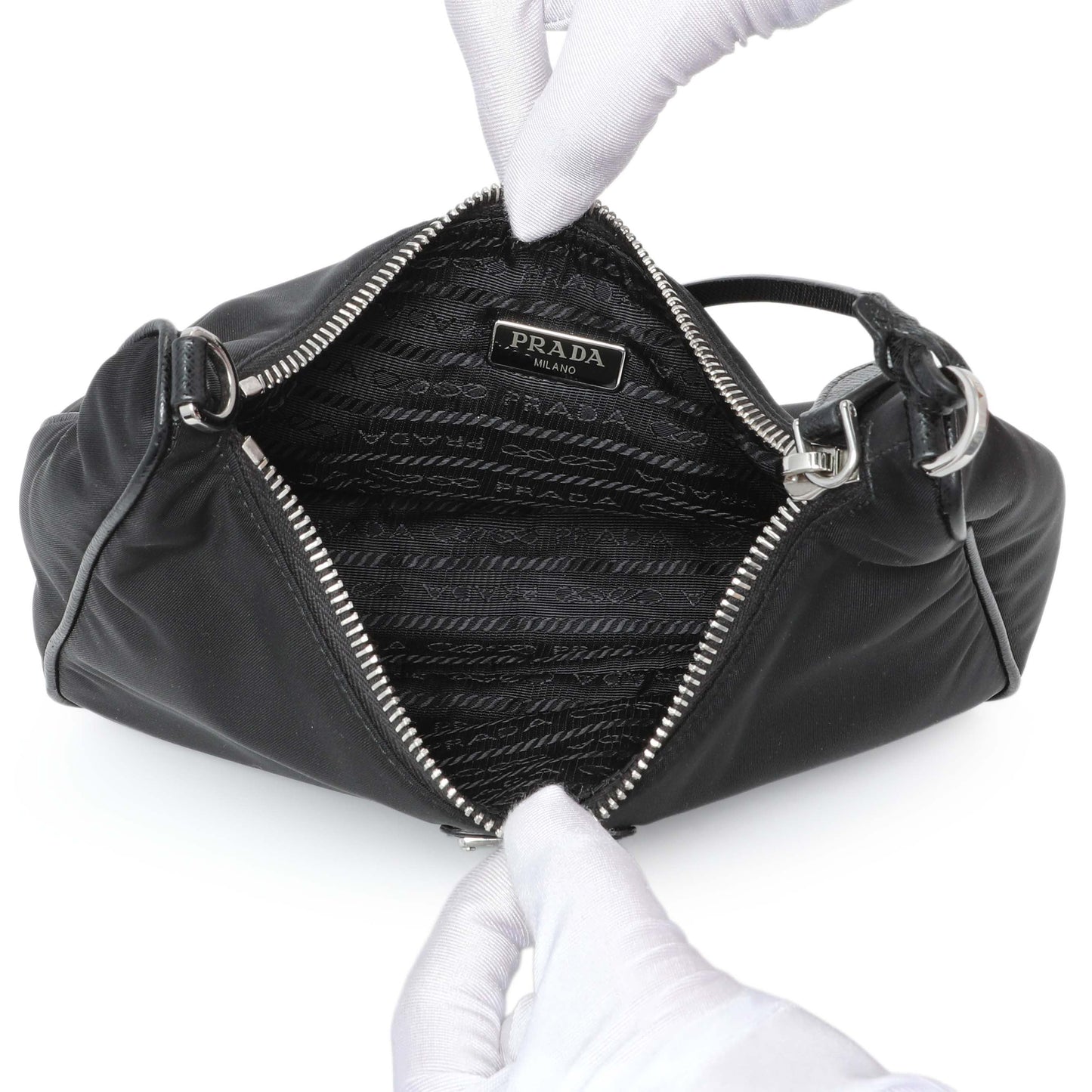 Exclusive Prada Black Nylon Re-Edition 2005 Shoulder Bag — Alternate View 9