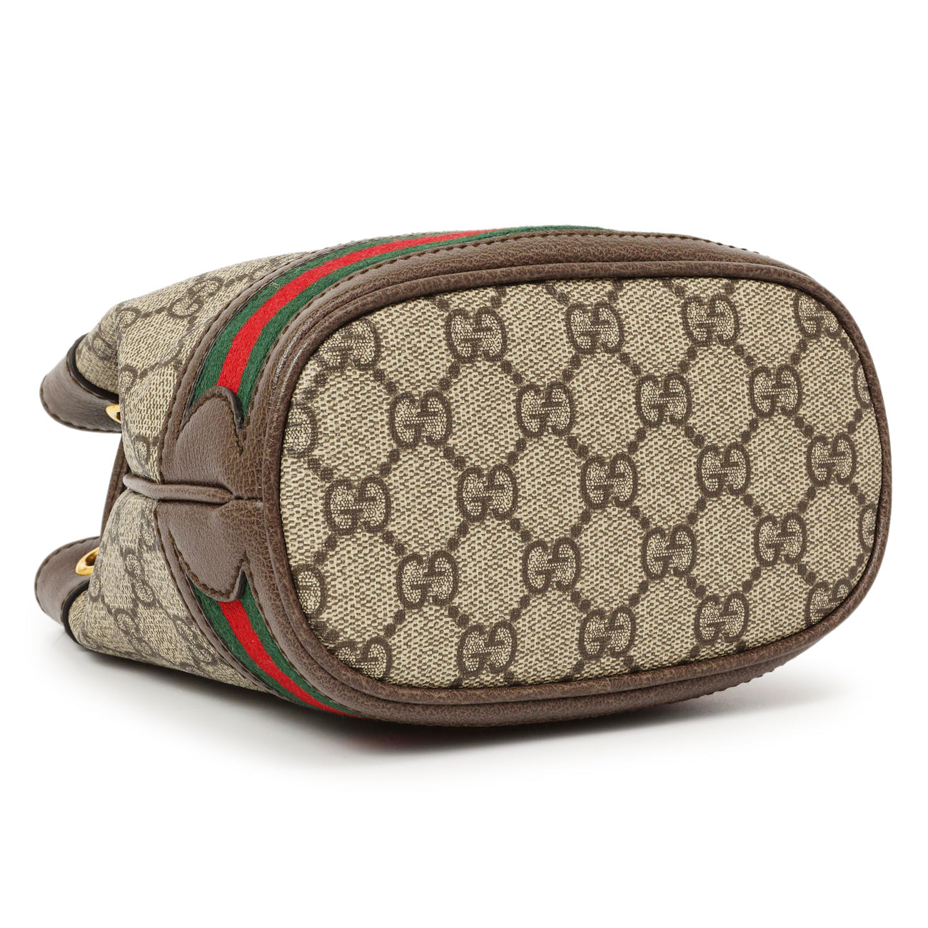 Exclusive Gucci GG Supreme Monogram Web Mini Ophidia Bucket Bag — Top View