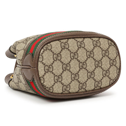 Exclusive Gucci GG Supreme Monogram Web Mini Ophidia Bucket Bag — Top View