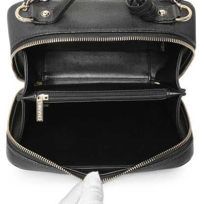 Exclusive Chanel Black Caviar Quilted Medium CC Filigree Vanity Case — Top View