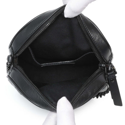 Exclusive Saint Laurent Black Calfskin Matelasse Chevron Round Vinyle Camera Bag — Top View