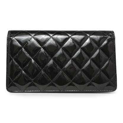 Exclusive Chanel Black Quilted Patent Yen Wallet — Side View