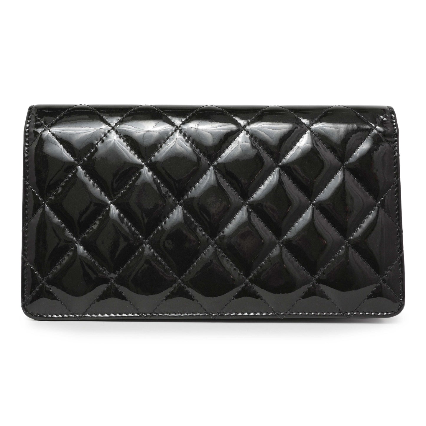 Exclusive Chanel Black Quilted Patent Yen Wallet — Side View