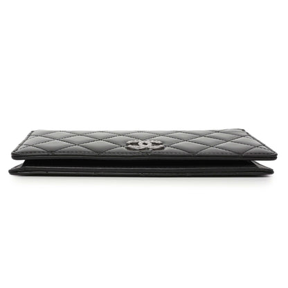 Exclusive Chanel Black Quilted Patent Yen Wallet — Back View