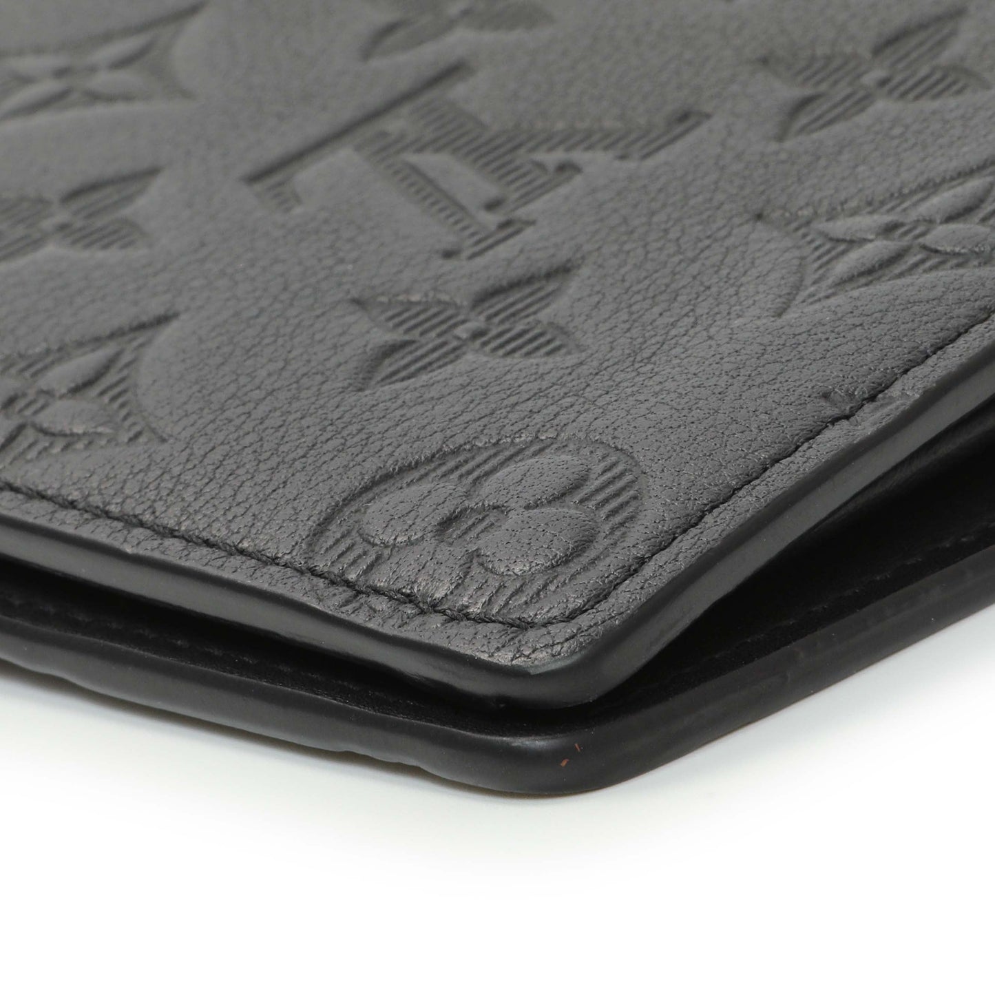 Exclusive Louis Vuitton Black Monogram Shadow Brazza Wallet — Detail View