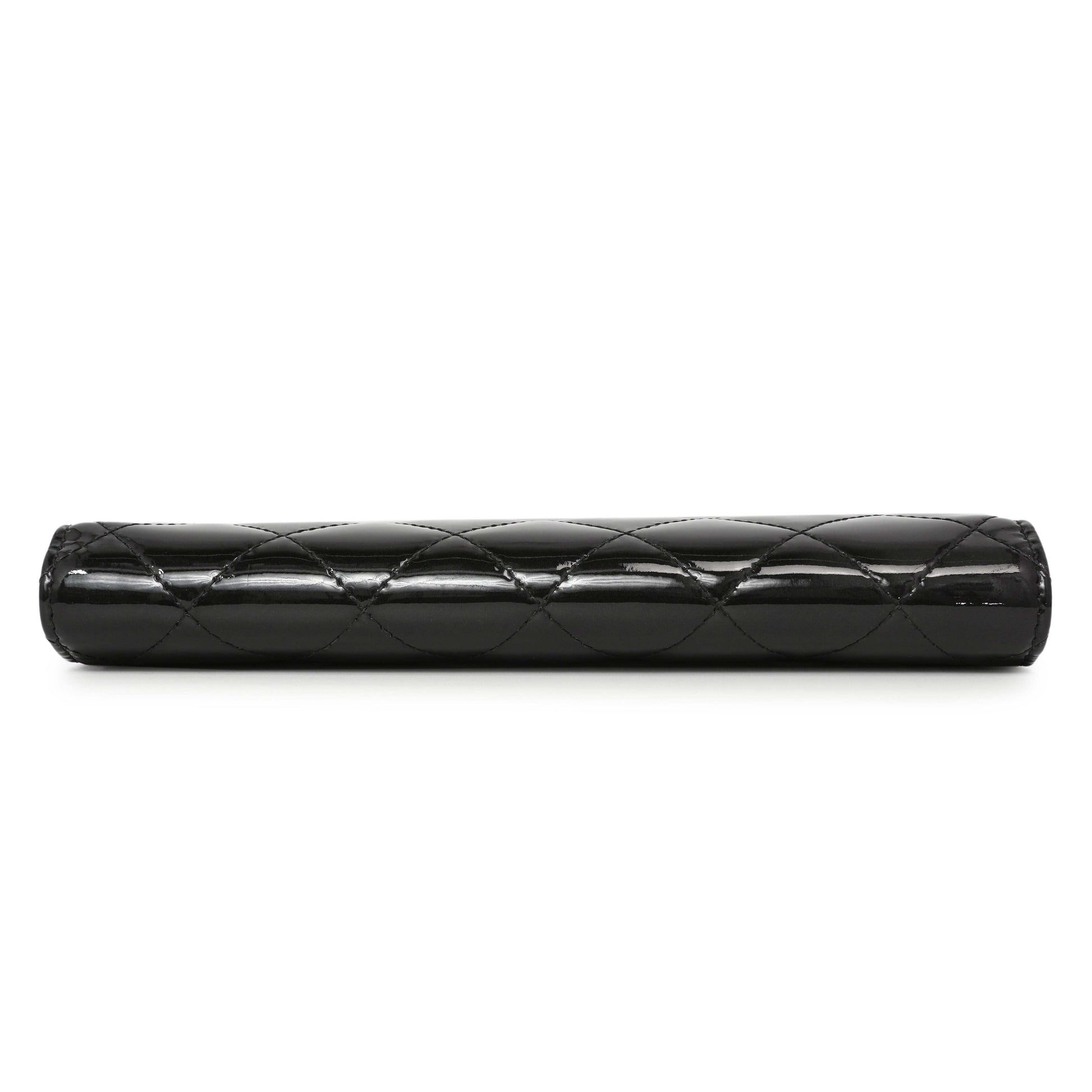 Exclusive Chanel Black Quilted Patent Yen Wallet — Top View