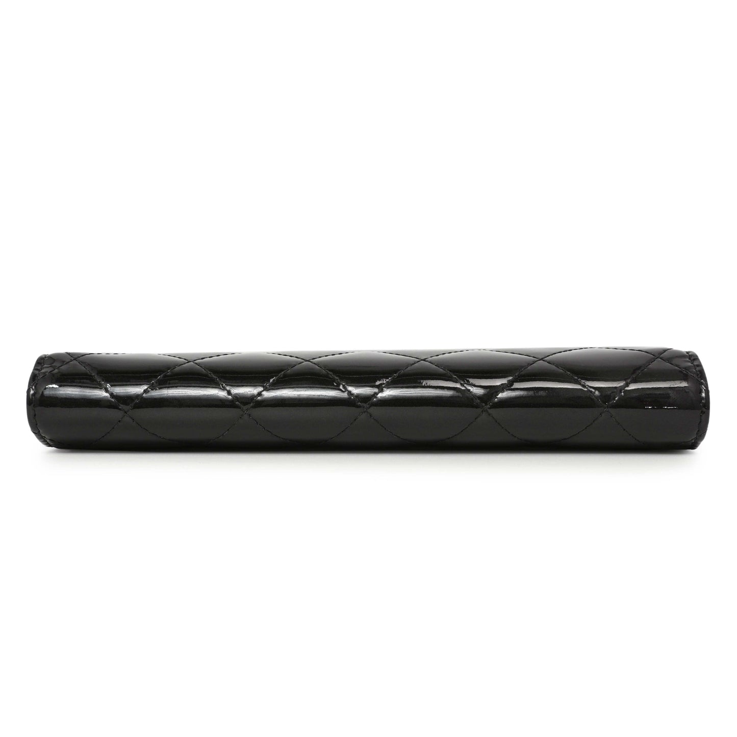 Exclusive Chanel Black Quilted Patent Yen Wallet — Top View