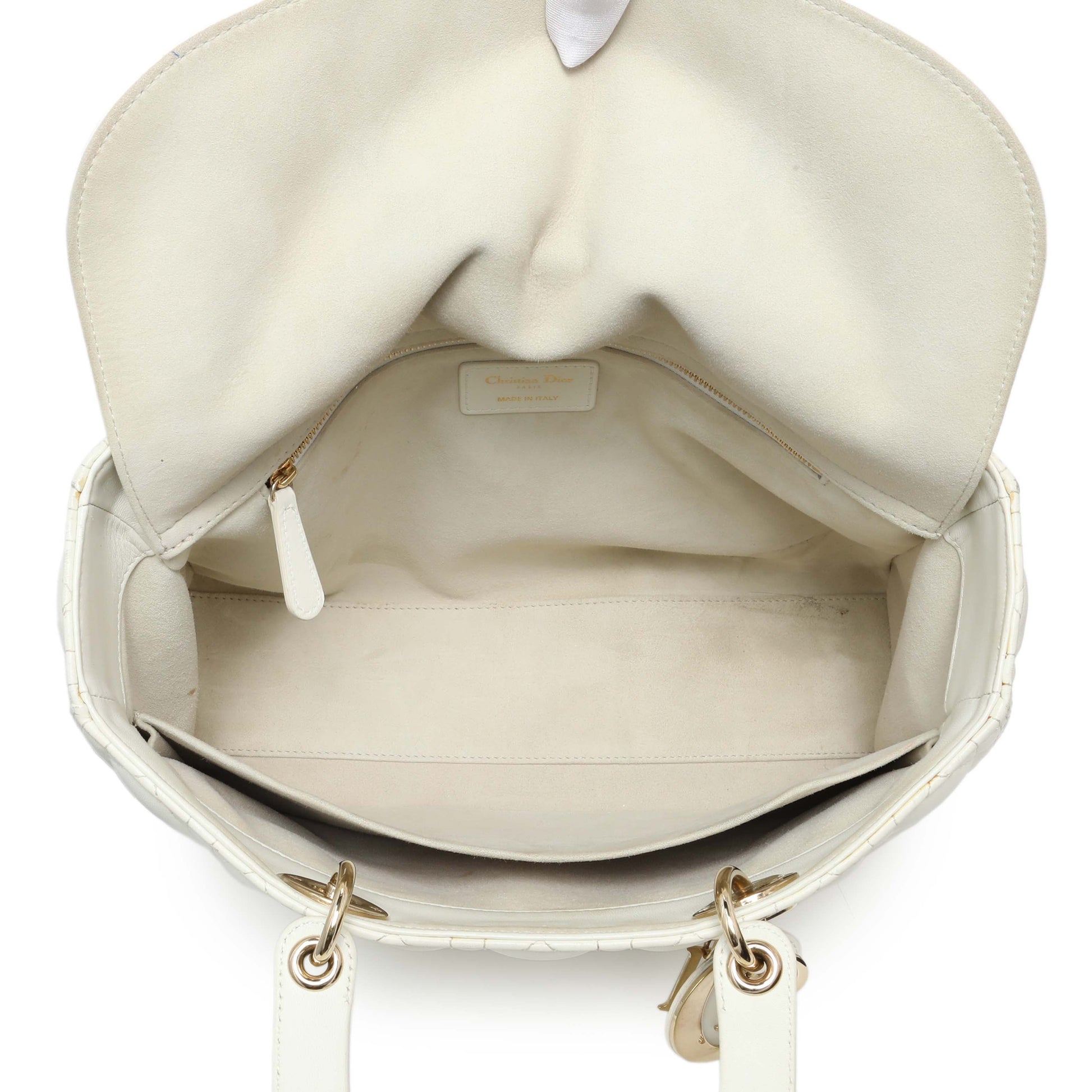 Exclusive Christian Dior White Lambskin Cannage Large Lady Dior — Alternate View 12