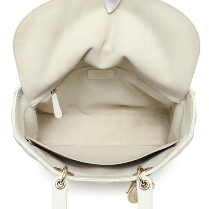 Exclusive Christian Dior White Lambskin Cannage Large Lady Dior — Alternate View 12
