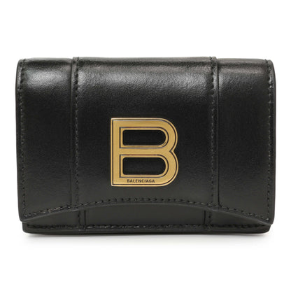 Exclusive Balenciaga Black Calfskin Hourglass Mini Wallet — Front View