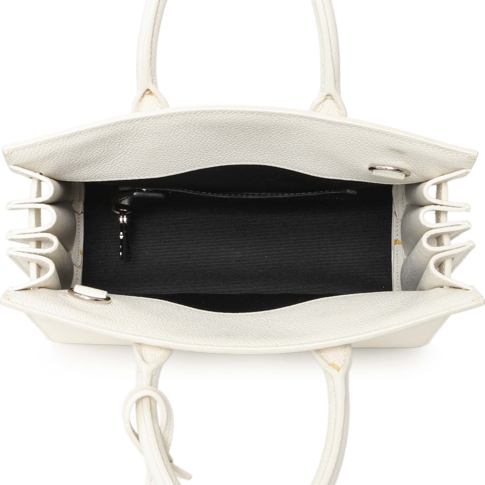 Exclusive Saint Laurent White Grained Calfskin Nano Sac De Jour — Detail View