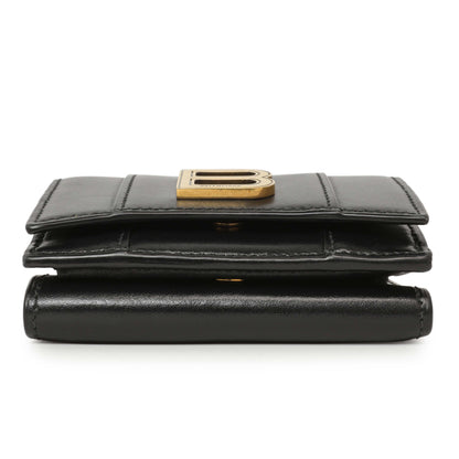 Exclusive Balenciaga Black Calfskin Hourglass Mini Wallet — Back View