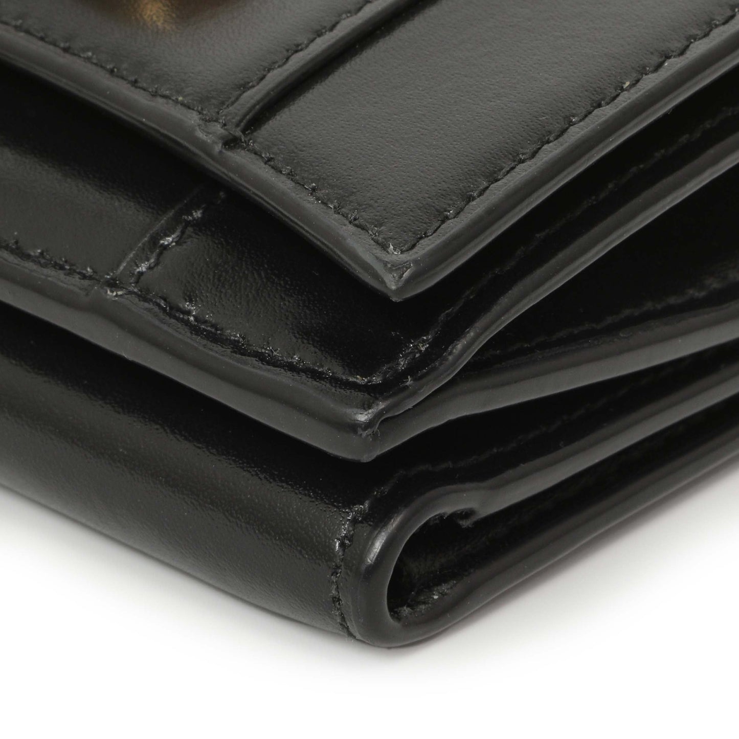 Exclusive Balenciaga Black Calfskin Hourglass Mini Wallet — Detail View