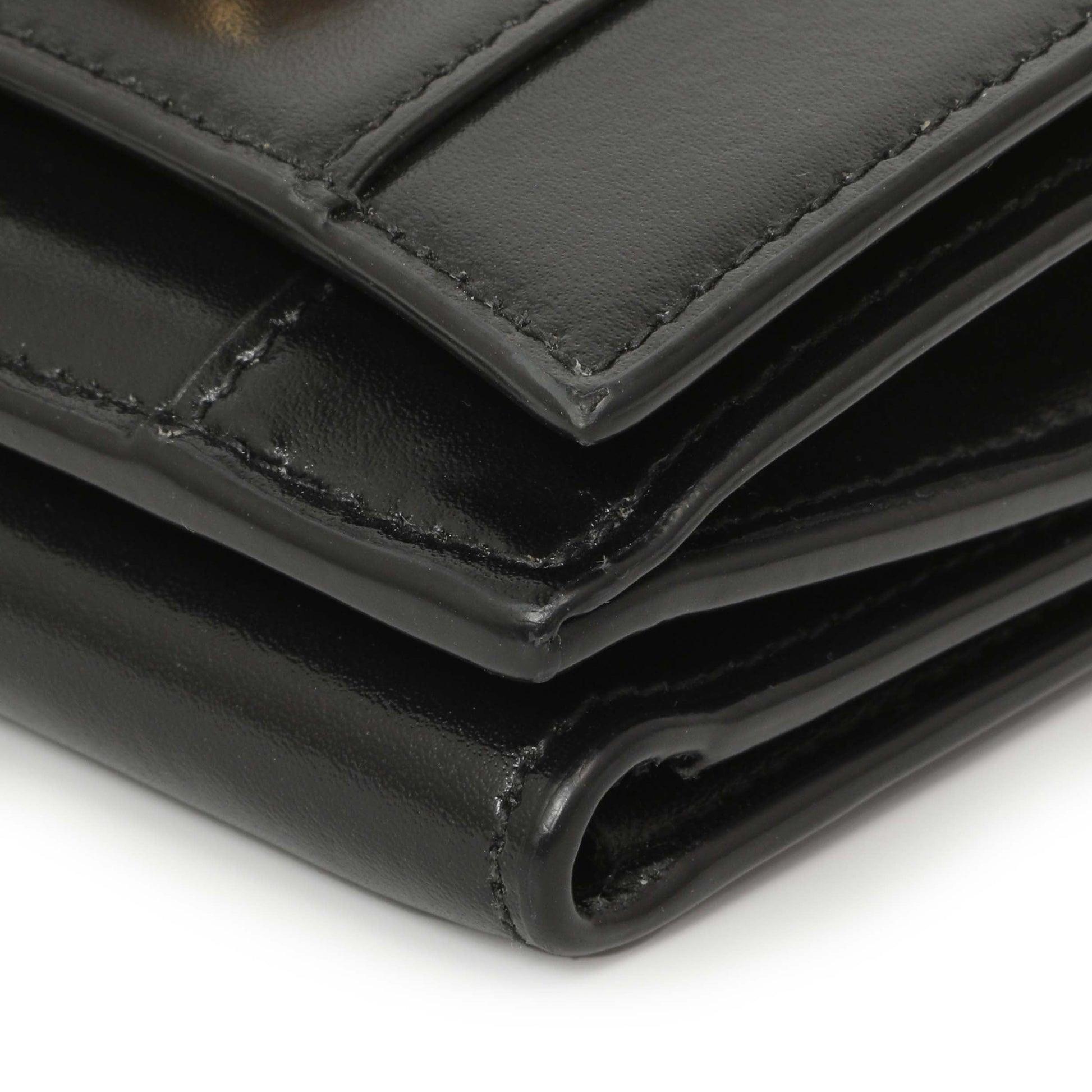 Exclusive Balenciaga Black Calfskin Hourglass Mini Wallet — Detail View