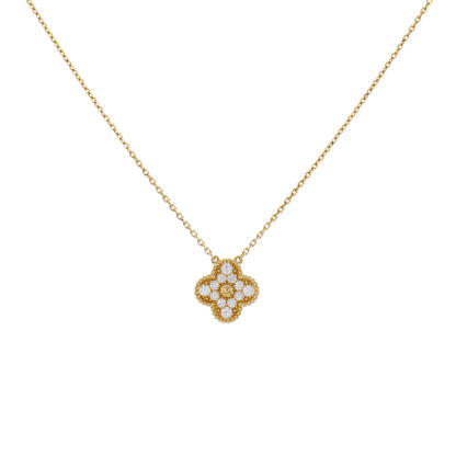 Exclusive Van Cleef & Arpels 18K Yellow Gold Diamond Vintage Alhambra Pendant Necklace — Front View
