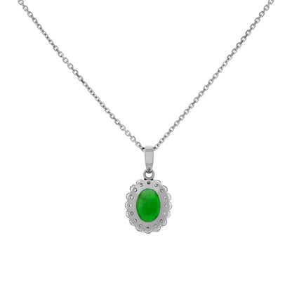 Exclusive 18K White Gold Cabochon Jadeite Diamond Pendant — Side View