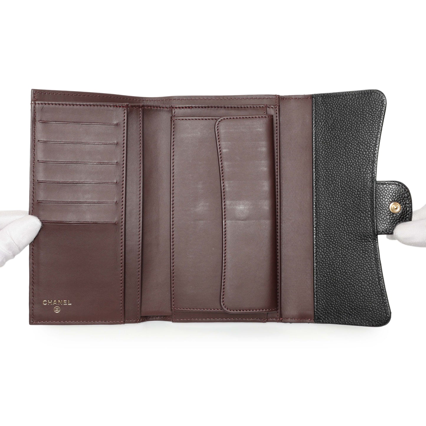 Exclusive Chanel Black Quilted Caviar Large Flap Wallet — Alternate View 12