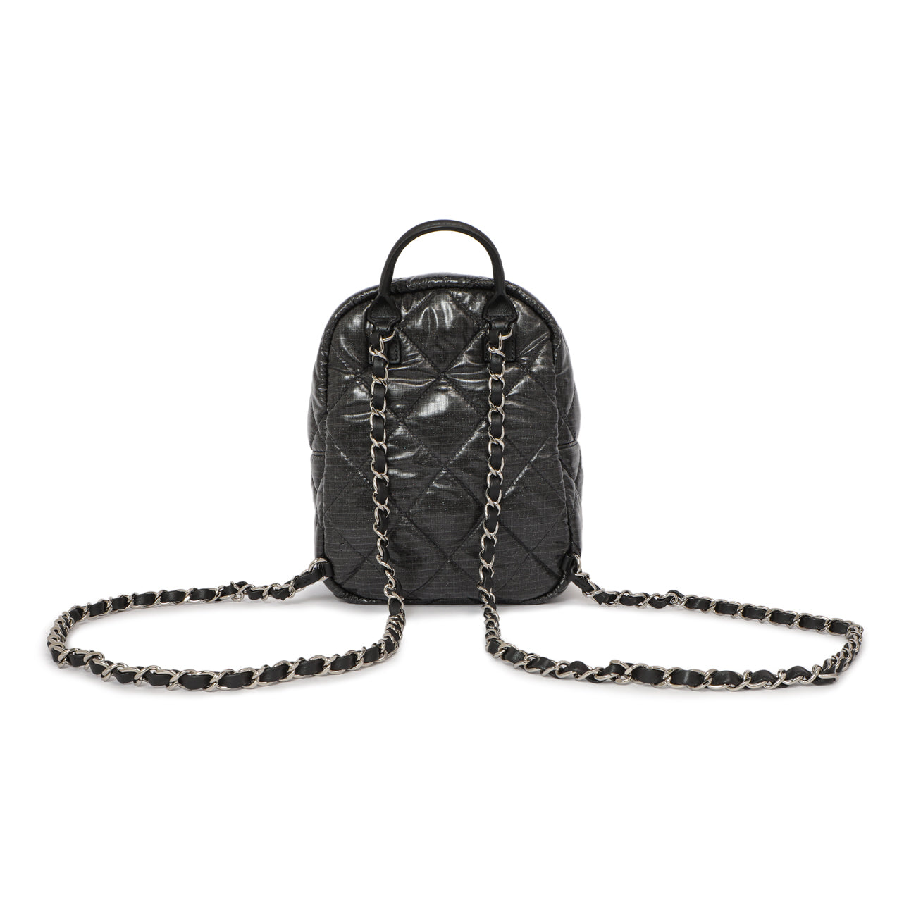 Exclusive Chanel Grey Nylon Coco Neige Backpack — Side View