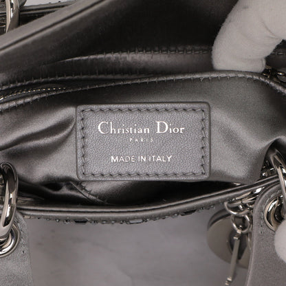 Exclusive Christian Dior Grey Satin Crystal Cannage  Mini Lady Dior — Lifestyle View