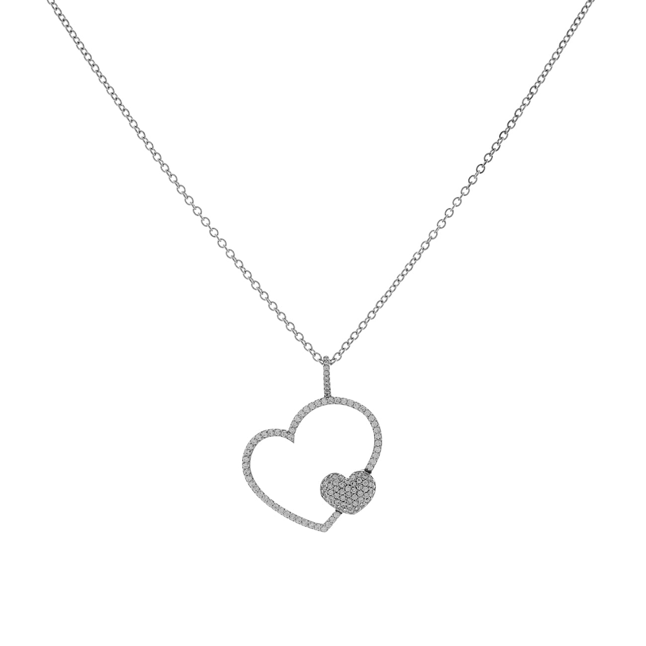 Exclusive 18K White Gold 1.06 Carat Diamond Heart Pendant — Front View