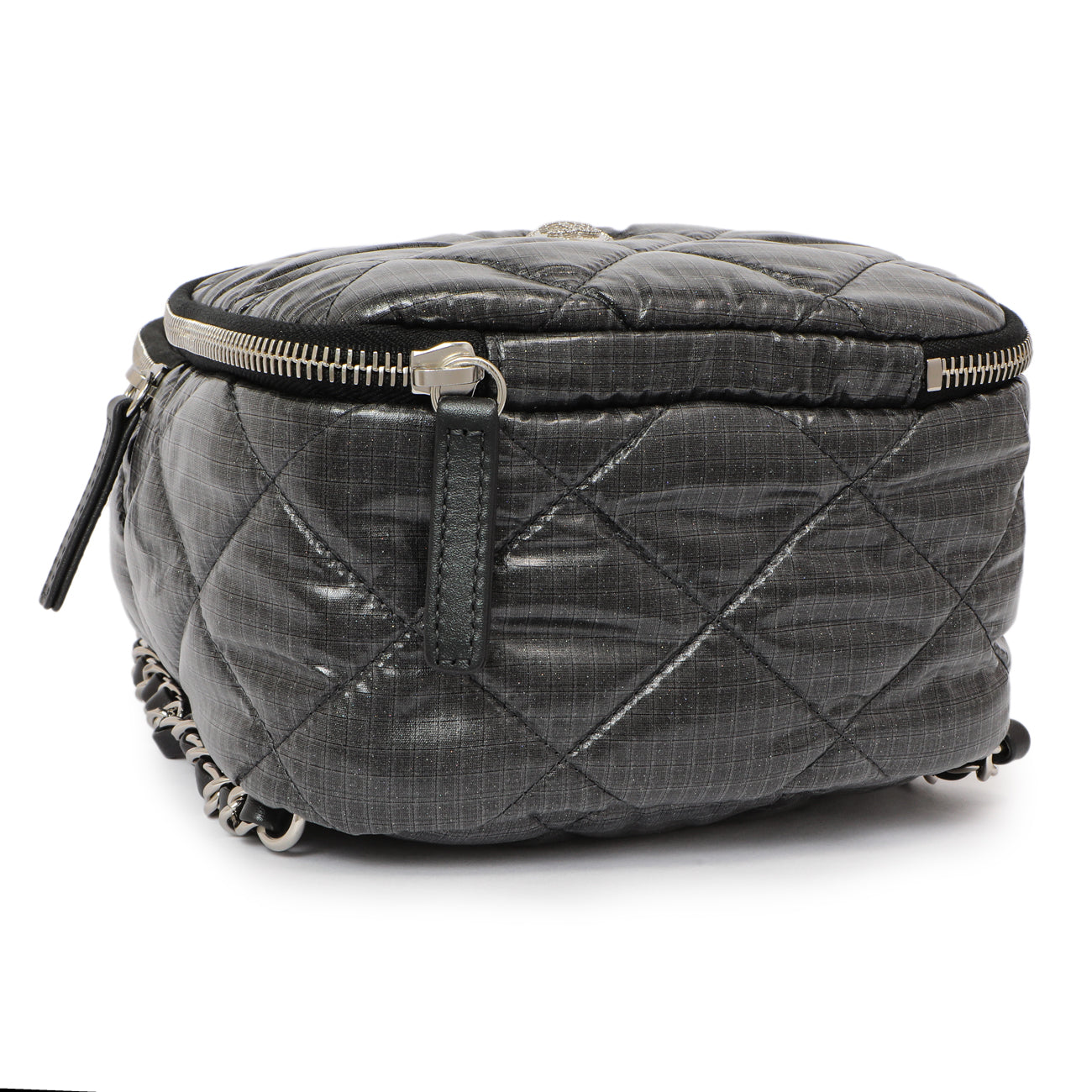 Exclusive Chanel Grey Nylon Coco Neige Backpack — Back View