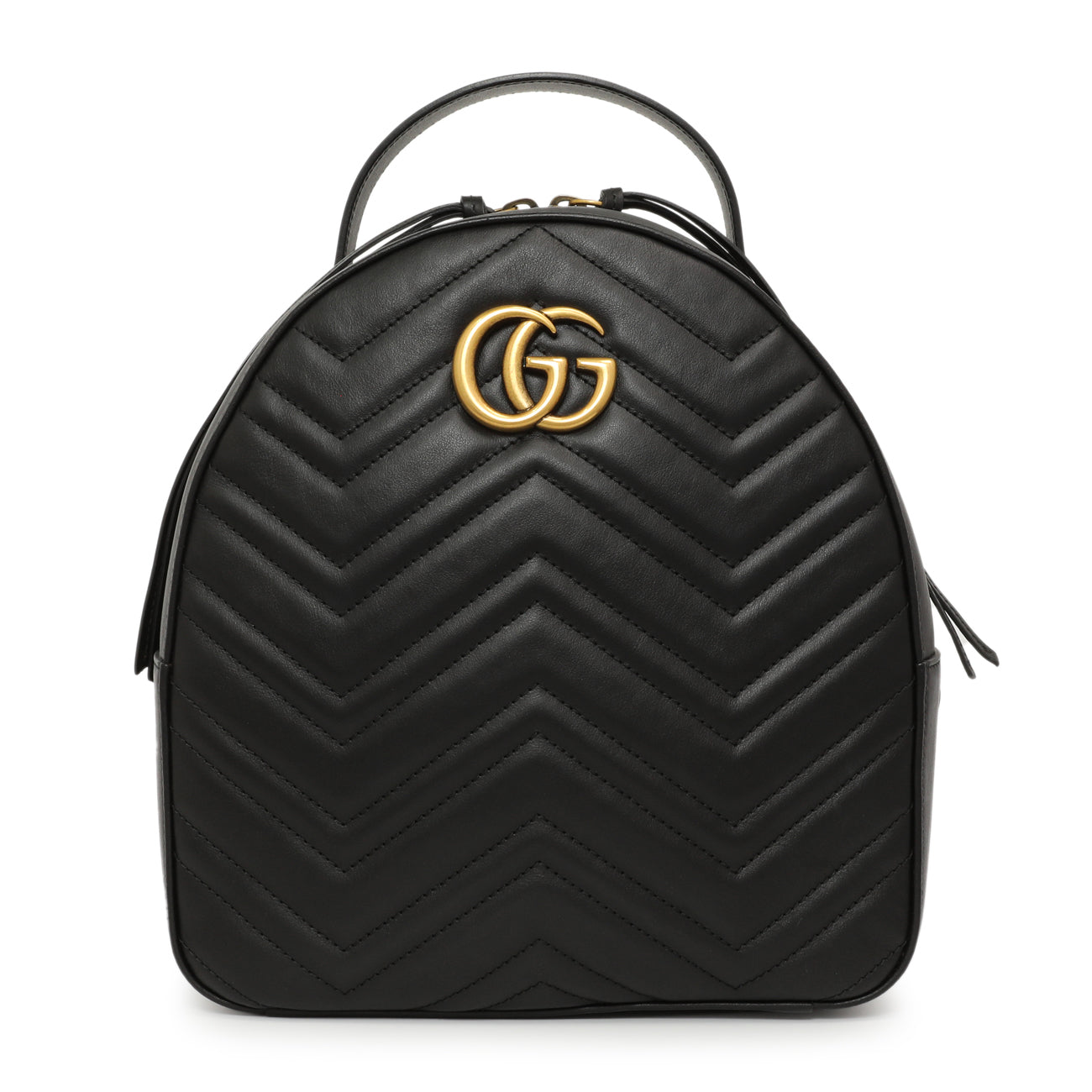 Exclusive Gucci Black Calfskin Matelasse GG Marmont Backpack — Front View