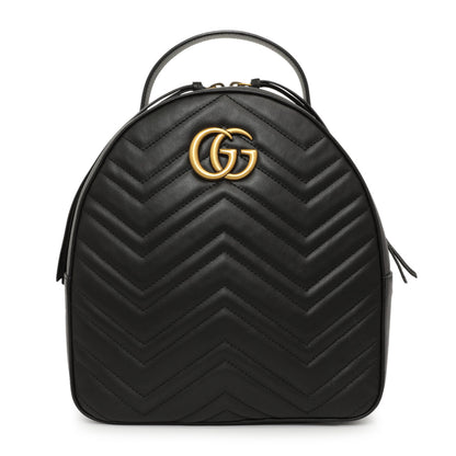 Exclusive Gucci Black Calfskin Matelasse GG Marmont Backpack — Front View