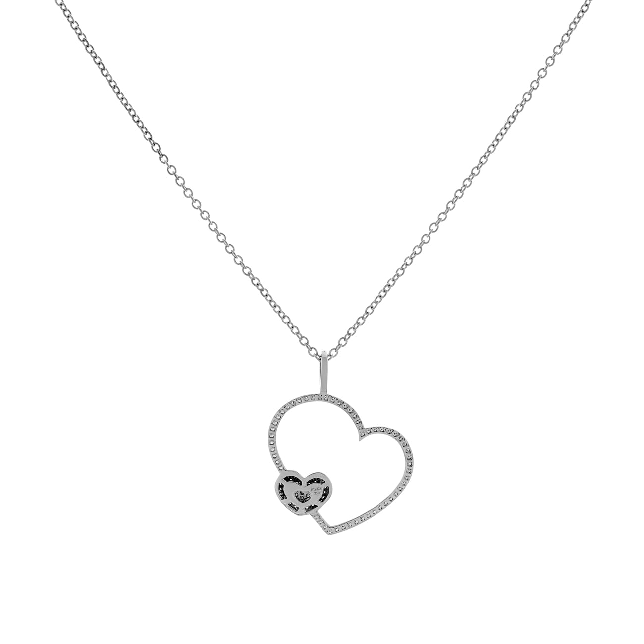Exclusive 18K White Gold 1.06 Carat Diamond Heart Pendant — Side View