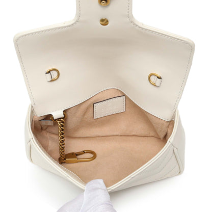 Exclusive Gucci White Calfskin Matelasse Super Mini GG Marmont — Top View