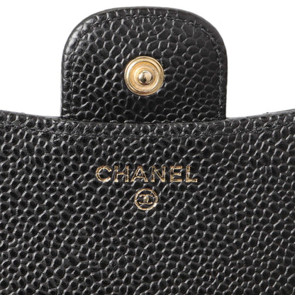 Exclusive Chanel Black Quilted Caviar Compact Flap Wallet — Detail View