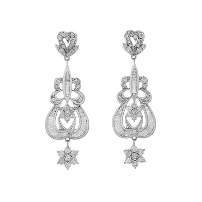 Exclusive 18K White Gold 2.89 Carat Diamond Drop Earrings — Front View