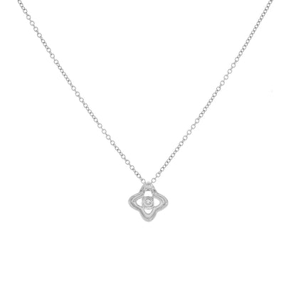Exclusive David Yurman 18K White Gold Diamond Venetian Quatrefoil Pendant Necklace — Side View