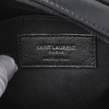 Exclusive Saint Laurent Black Calfskin Matelasse Chevron Round Vinyle Camera Bag — Detail View