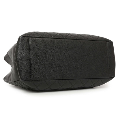 Exclusive Chanel Black Quilted Caviar Grand Shopping Tote GST — Back View